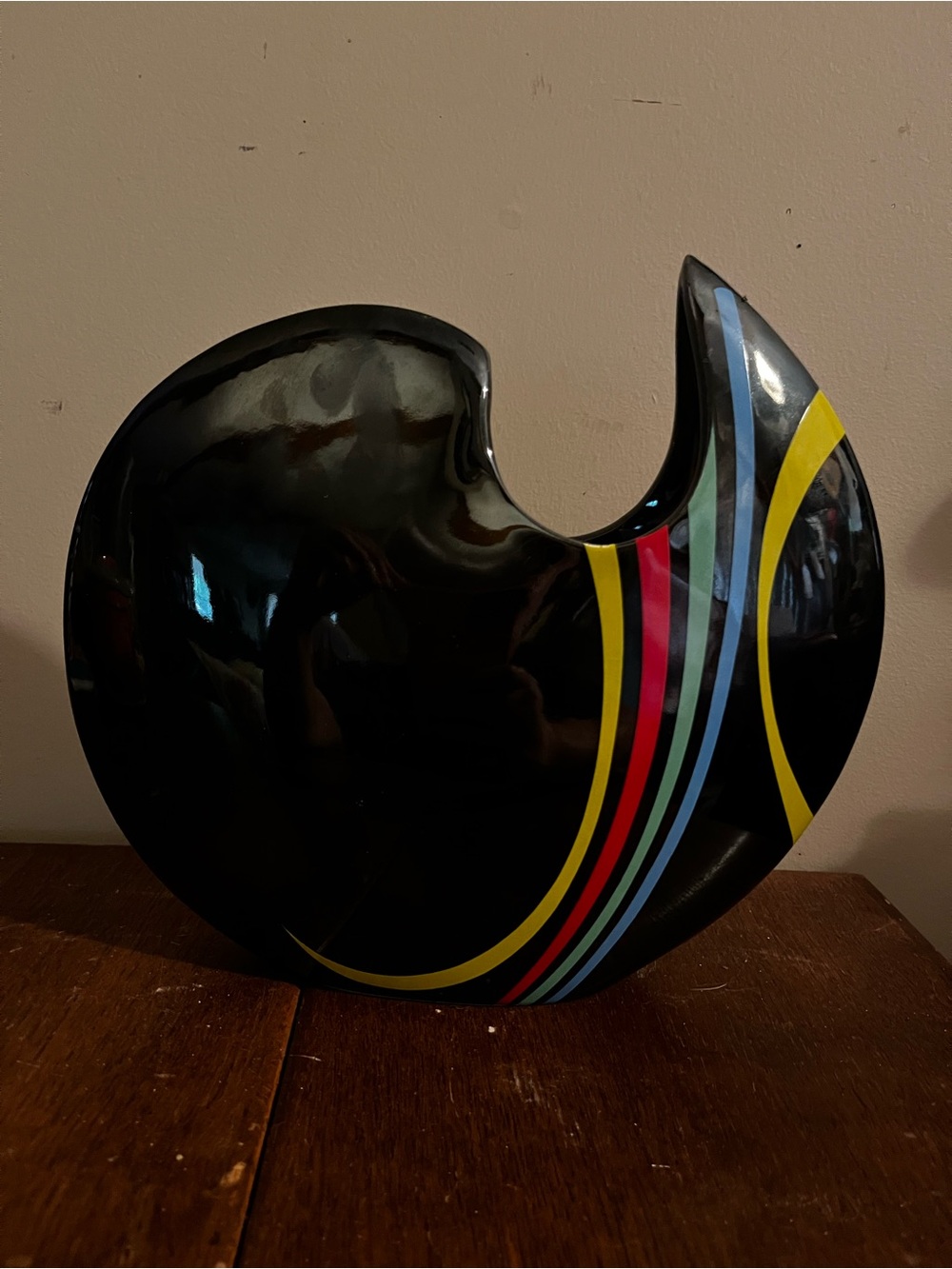 Velocity Black Abstract Sculpture with Yellow, Blue and Red Accents